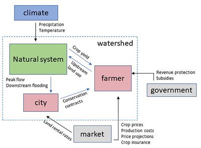 Projecting hydrologic change under land use and climate scenarios in an agricultural watershed using agent-based modeling
